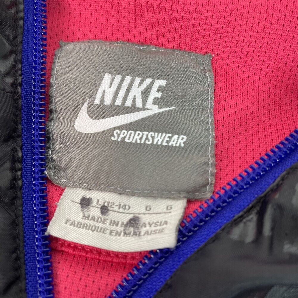 Vintage Nike Windbreaker Jacket, Youth Large, Blue/Black, Full Zip, Hooded - Picture 3 of 10